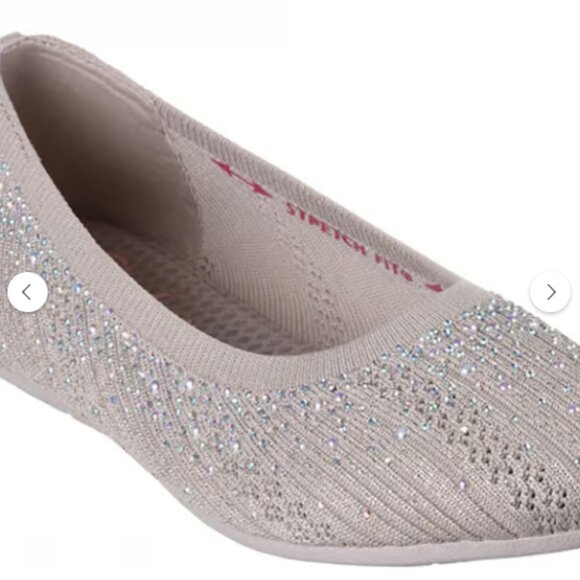 Skechers Womens Arch Fit Cleo - Glitzy Sky Flats Sz 6 in Taupe Textile/Synthetic - Picture 4 of 6